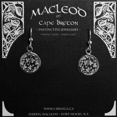 Etched Button Framed Earring      E-604B