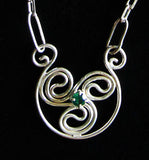 Celtic Swirl Necklace with Lab Grown Emerald