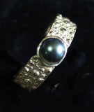 14K Gold Ring with Akoya Cultured Black Pearl