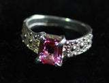 Sea Urchin Texture Ring with Pink Gemstone