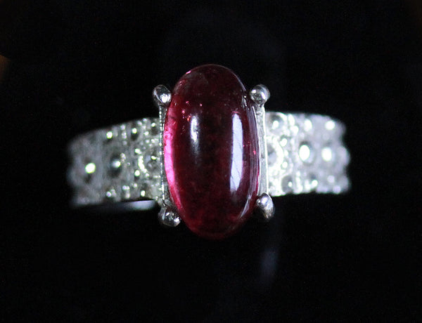 Sea Urchin Texture Ring with Genuine Tourmaline