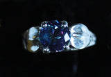 Sterling Silver Leaf Ring with Mystic Topaz